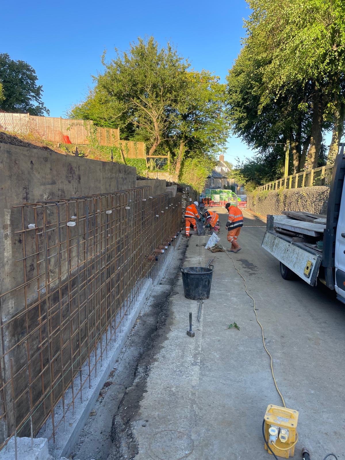 Preparation of new concrete footings with fresh excavation and formwork in place.